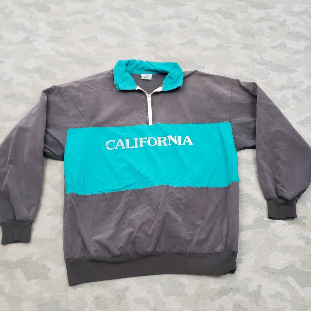 Vintage Sun Triangle Sweatshirt Mens M-L Gray Y2k Windbreaker Made In USA Surf
